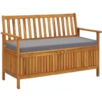 vidaXL Panchina da giardino con vano portaoggetti 120 cm in legno massiccio di acacia