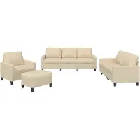 vidaXL Set di divani 4 pezzi con cuscini in tessuto crema