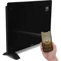 Vonroc Termoconvettore Elettrico Smart 750W/1500W in Vetro Nero WiFi