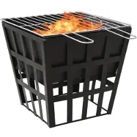 vidaXL caminetto e barbecue 2-in-1 34x34x48 cm in acciaio