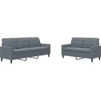 vidaXL Set divano 2 pezzi con cuscini in velluto grigio scuro