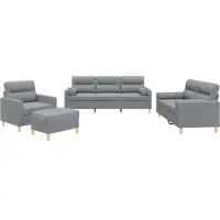 vidaXL Set di divani 4 pezzi con cuscini in tessuto grigio chiaro