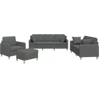 vidaXL Set di divani 4 pezzi con cuscini in tessuto grigio scuro