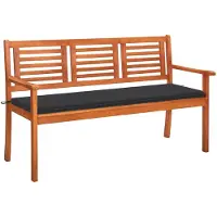 vidaXL panca da giardino a 3 posti con cuscino 150 cm in legno massiccio di eucalipto