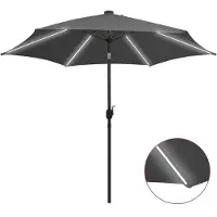 vidaXL Ombrellone con illuminazione a LED e asta in alluminio 300 cm antracite