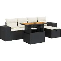 vidaXL Set di divani da giardino a 6 pezzi con cuscini in rattan nero