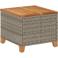 vidaXL Tavolo da giardino grigio 45x45x37 cm in poly rattan legno di acacia