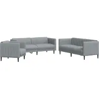 vidaXL Set di divani 3 pezzi in tessuto grigio chiaro