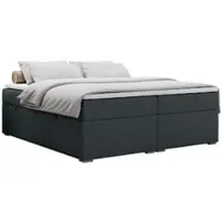 MKS Meble Boxspring senza testiera BESS con contenitore - 180x200 cm - Multipocket H3 | Grigio Tessuto strutturato - Topper T25
