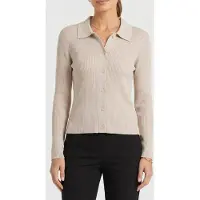 Calvin Klein Wool Lurex Collared Sweater Tuscan Beige Taglia: L | Magliette intime Outlet | Donna | Marrone