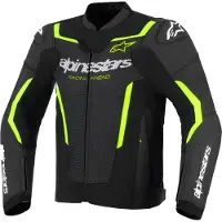 Alpinestars Giacca In Pelle GP Force V2 Air Black Yellow Fluo, Taglia: 54