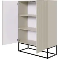 Selsey Veldio - Mobile contenitore alto, 2 ante, color grigio-beige con struttura in metallo nero, 90 cm