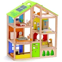Hape Grande Casa Delle Bambole In Legno Con Mobili E Bambola