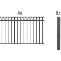 Alberts 510992 Set completo di recinzione Circle, per la posa nel calcestruzzo, antracite, altezza 100 cm, lunghezza 8 m