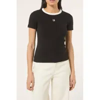 FILA Montebeni Slim Logo Rib T-shirt Black Taglia: XS | Maglie Sportivi Outlet | Donna | Nero