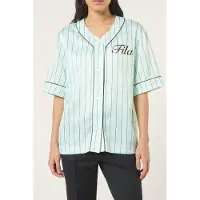 FILA Fiesole Boxy Pinstriped Satin Baseball Shirt Soothing Sea / Taglia: L | Magliette intime Outlet | Donna