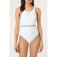 FILA Azzano Striped Elastic Scoop Back Swimsuit Bright White Taglia: XS | Costumi Interi Outlet | Donna | Bianco