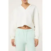 FILA Mezzana Loose Cropped V-neck Scuba Hoodie Egret Taglia: S | Felpe con cappuccio Outlet | Donna