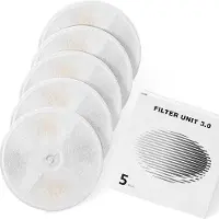 OEM Set di 5 filtri per fontanella per gatti - Sistema di filtraggio a 3 strati - Carbone attivo e fibra di cocco - Addolcitore d'acqua - Bianco