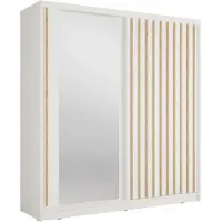 Meublorama Armadio KAZU 2 porte scorrevoli con specchio e listelli decorativi 205 cm
