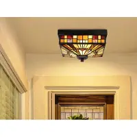 QUOIZEL Plafoniera da esterno Inglenook, vetro colorato, 26 cm, IP44