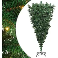 vidaXL Albero di Natale artificiale rovesciato con set di palline verde 210 cm PVC