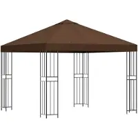 vidaXL Gazebo 3 x 3 m, marrone, in poliestere e acciaio, 190 g/m²