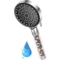 OEM Soffione doccia con filtro - Soffione manuale a getto potente con filtro a perle, aumento della pressione, trattamento dell'acqua, 6 modalità; soffione doccia per acqua dura