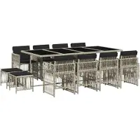 vidaXL set da pranzo da giardino da 13 pezzi con cuscini in rattan grigio chiaro