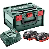 Metabo Set base 2x batteria LiHD 18 V 10,0 Ah Li-Ion sistema CAS ( 685142000 ) + caricatore ASC 145 RAFFREDDATO AD ARIA + metaBOX