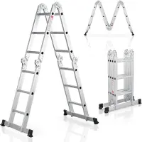 Juskys Scala multifunzionale in alluminio 3,6 m pieghevole - portata fino a 150 kg