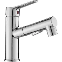 Kuchinox Miscelatore per lavabo Fonte cromo, doccetta estraibile, consumo d'acqua economico, flessibile, monocomando, design elegante