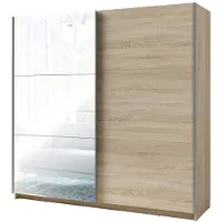 Meublorama Armadio, guardaroba a 2 porte scorrevoli con specchio - rovere sonoma - Collezione ARSALA