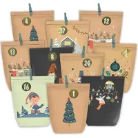 Sonstiges Calendario dell'avvento in sacchetti di carta da riempire, 24 calendari di Natale con adesivi, sacchetti regalo fai da te marrone nero
