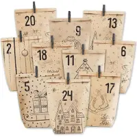 Sonstiges Calendario dell'Avvento autocompilabile in carta kraft motivo natalizio