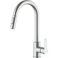Verhal Miscelatore monocomando da cucina con bocca alta estraibile serie argento opaco miño
