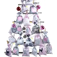 Sonstiges Calendario dell'Avvento da riempire XXL rosa grigio sacchetti di tessuto set di 24