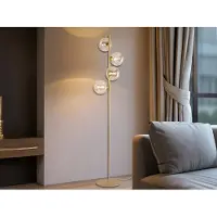 Meine Wunschleuchte Lampada da terra LED multi-fiamma, sfere di vetro oro Berstein per angolo soggiorno, 160cm