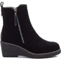 Refresh per donna. 17100901-NEGRO Stivaletti in camoscio nero - Altezza zeppa 6cm (40), 5 a 8cm, Cerniera, Casual