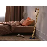 Meine Wunschleuchte Insolita lampada da terra a LED, bellissima lampada a corda con asta in legno per il soggiorno