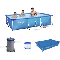 Bestway Piscina Family - 300 x 201 x 66 cm - Struttura in metallo - Telaio in acciaio - Blu - Con accessori