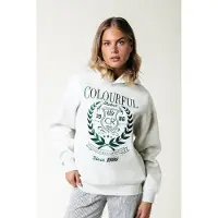 Colourful Rebel College 1986 Embro Clean Hoodie Light Grey Melange Taglia: XS | Felpe con cappuccio Outlet | Donna | Grigio