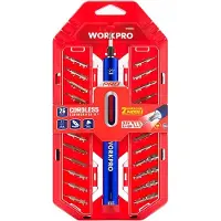 Workpro Cacciavite elettrico di precisione ricaricabile tramite USB, 26 punte, batteria agli ioni di litio da 3,6 V -