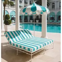 Casa Padrino : lettino da giardino doppio bianco/turchese 160 x 190 cm - Arredamento per hotel e giardini VPP