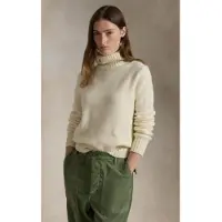 Ralph Lauren per donna. 211891667001 Maglione in lana con collo alto bianco crema (XS), Casual, Manica lunga