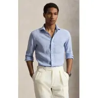 Ralph Lauren per uomo. 710B22589002 Camicia di lino Custom Fit blu (XL), Casual, Manica lunga
