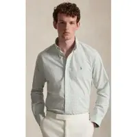 Ralph Lauren per uomo. 710B22585001 Camicia in popeline elasticizzato Custom Fit verde (S), Casual, Cotone, Manica lunga