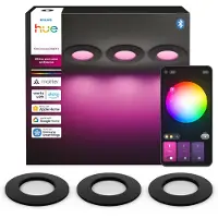 Philips Hue White & Color Ambiance Luce Da Incasso Sottile Da 90 Mm In Confezione Da 3 Nero