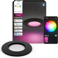 Philips White and Color ambiance Lampada da incasso sottile da 90 mm, Bluetooth/Zigbee, Nero, LED, Policarbonato (PC), Altro, 1000 K