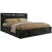 MKS Meble Letto imbottito matrimoniale con rete a doghe in legno GOLD 5 CLASSIC Cassetto letto Illuminazione a LED Molla a gas Materasso in schiuma - MIRO LUX 180x200 - Grigio scuro Plüsch